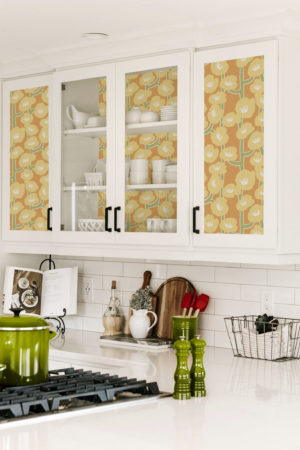 cuisine papier peint fleuri et colorer ambiance estivale orange