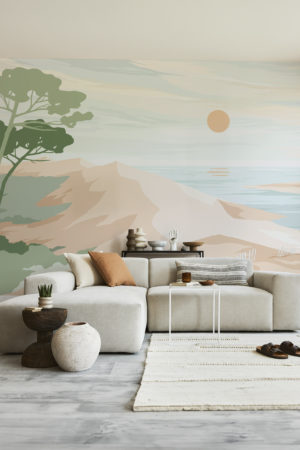 wallpaper Dune du Pilat green living room2