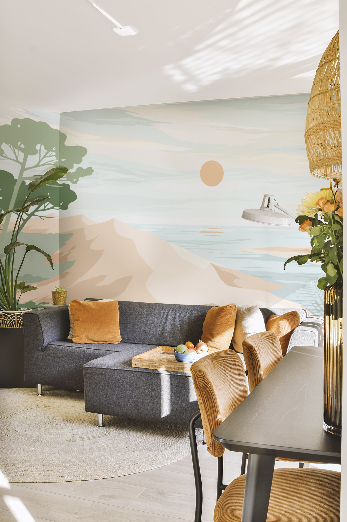 wallpaper Dune du Pilat green living room1