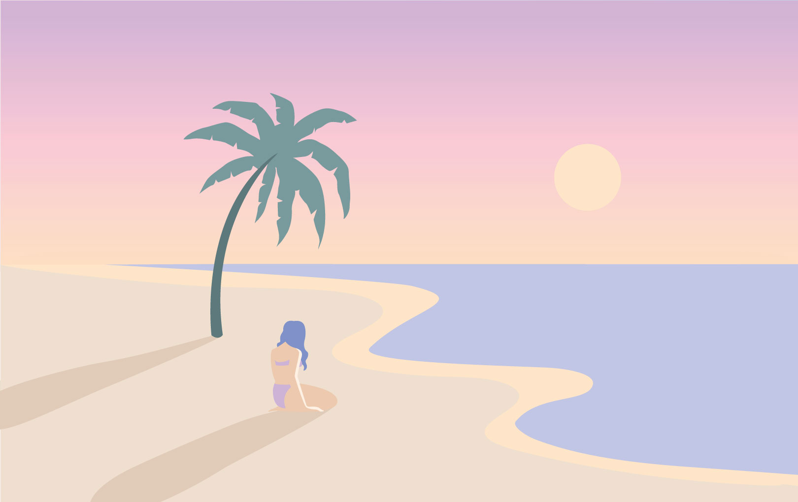 N362-orange Orange Pattern Panoramic Sea Beach Wallpaper