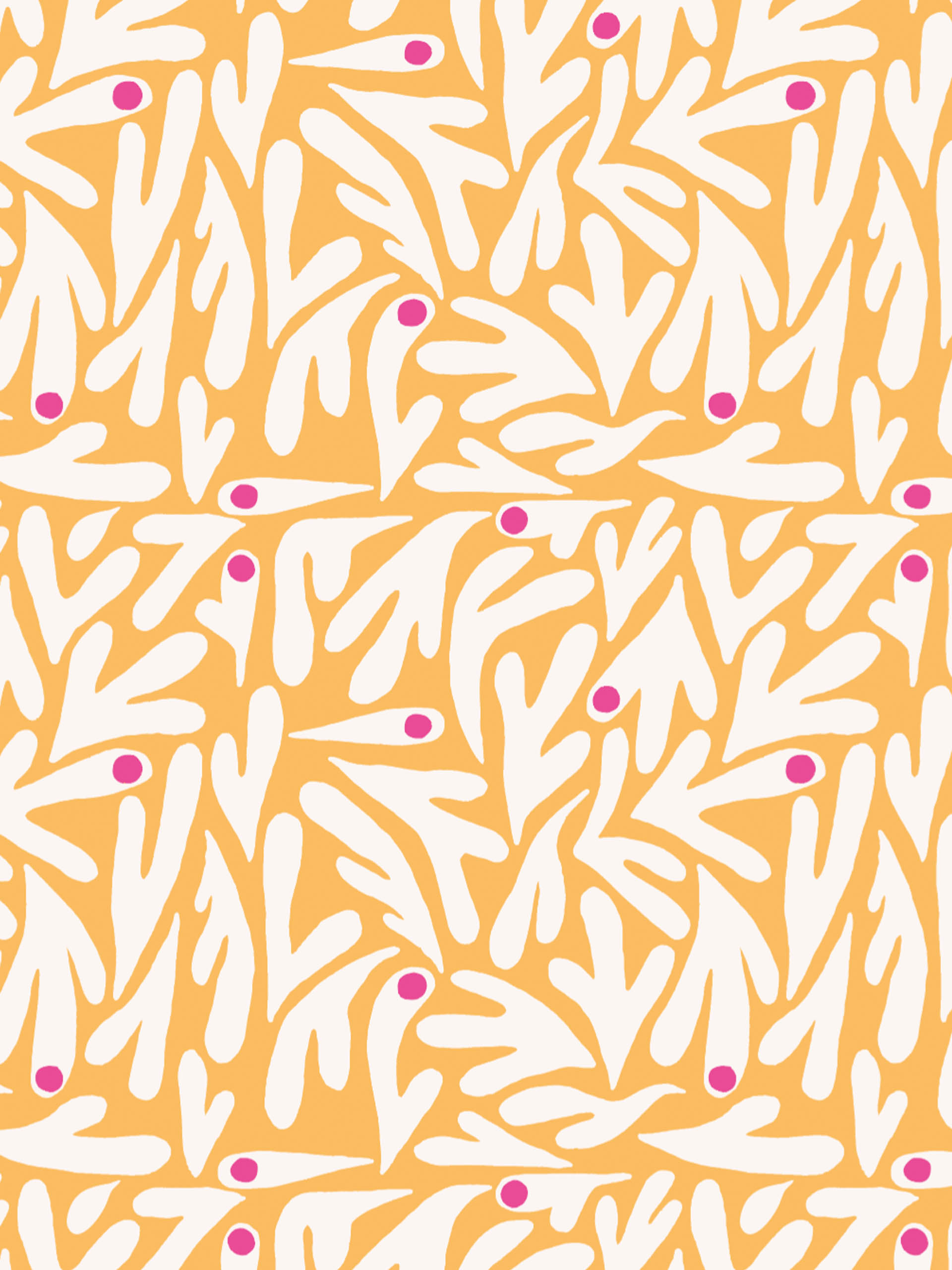 N356-Orange Pattern Orange Pattern Panoramic Flower Matisse Wallpaper