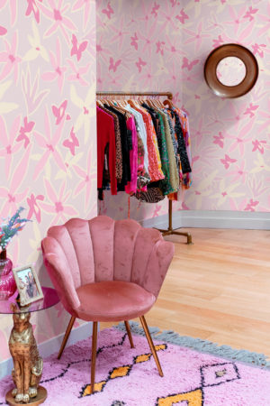 Public Space Pink Wallpaper Bouquet Hyacinth Flower Adhesive Luxury