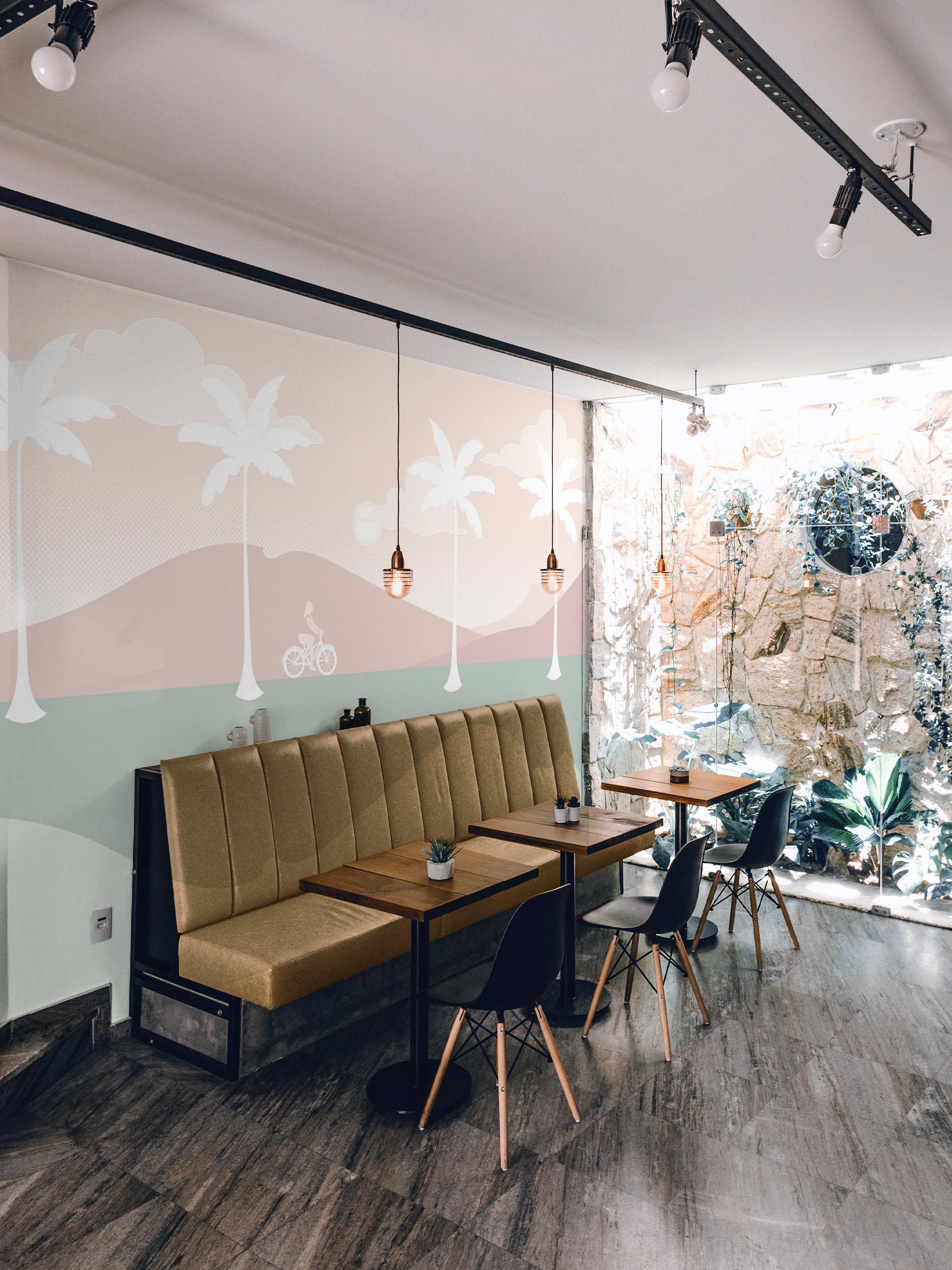 beige public space wallpaper adhesive tropical escape coconut palm panoramic