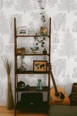 salon papier peint gris papa ours nature paysage