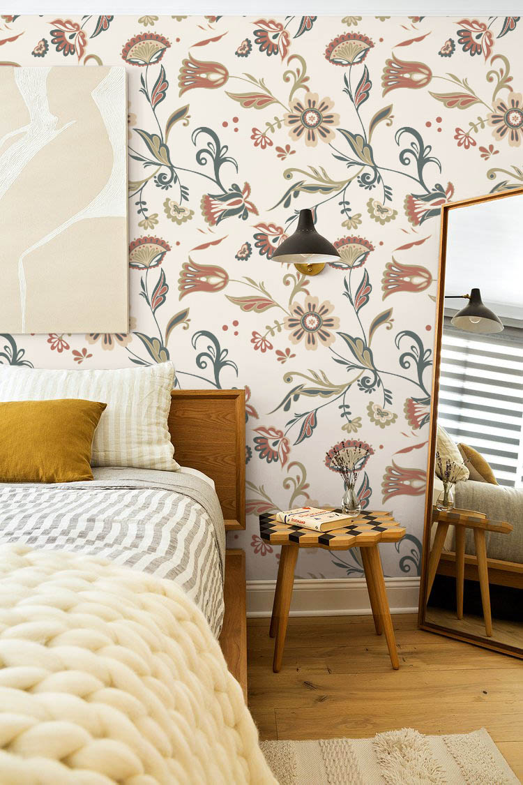 Gala Garden_mockup3 salon papier peint jardin fleuri panoramique année 70