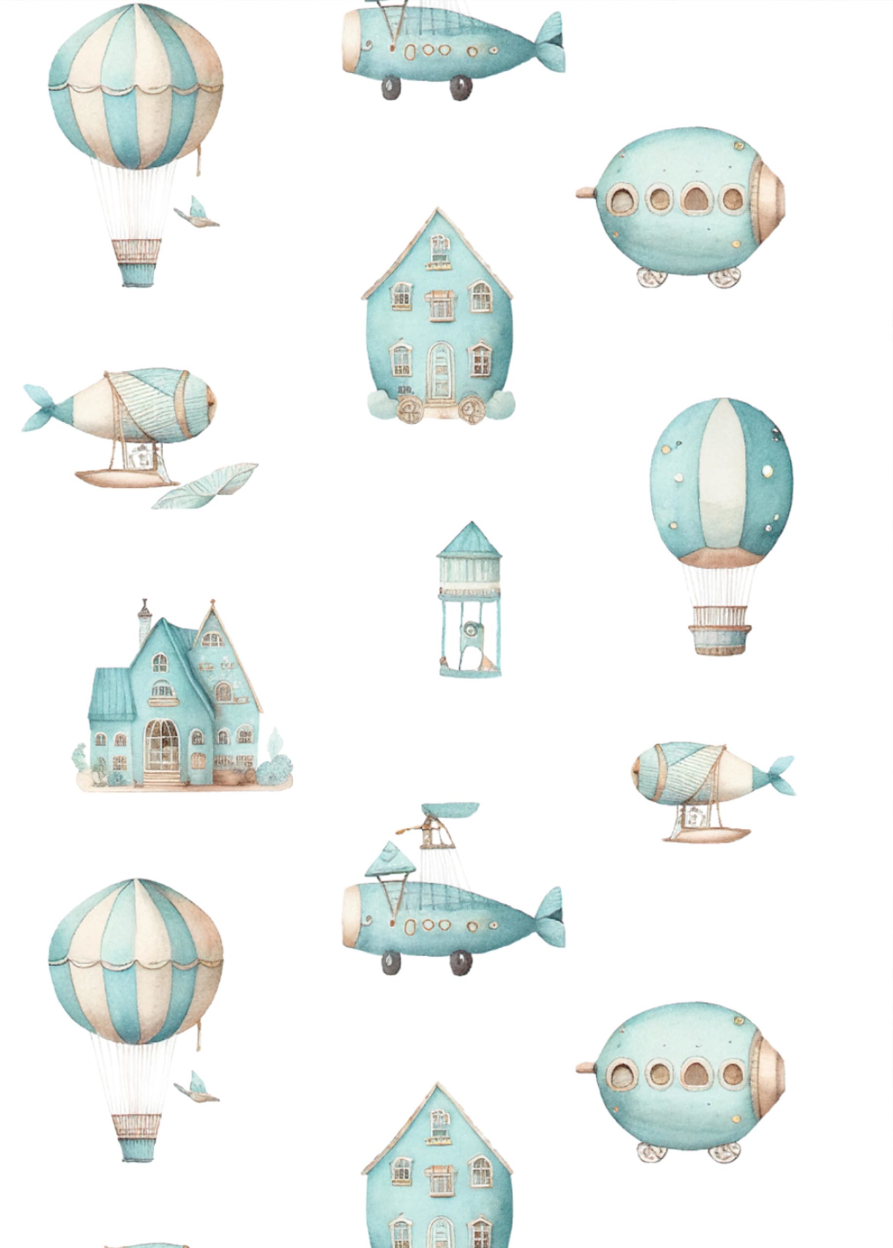 Playful Sky Explorers Wallpaper Pattern