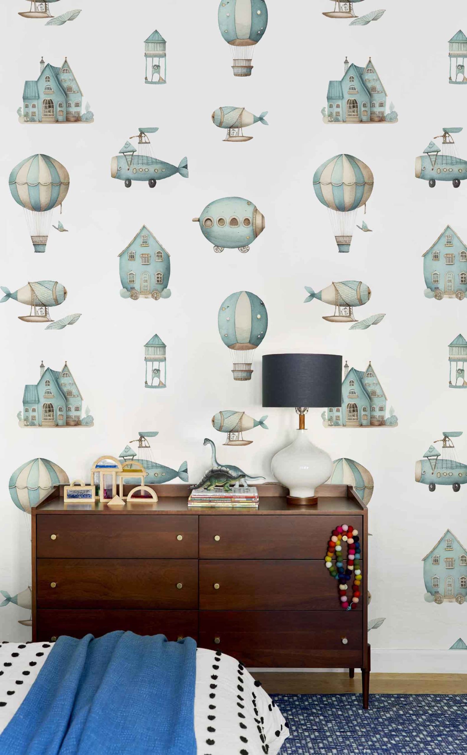 Living Room Wallpaper Explorers of the Sky Playful Child