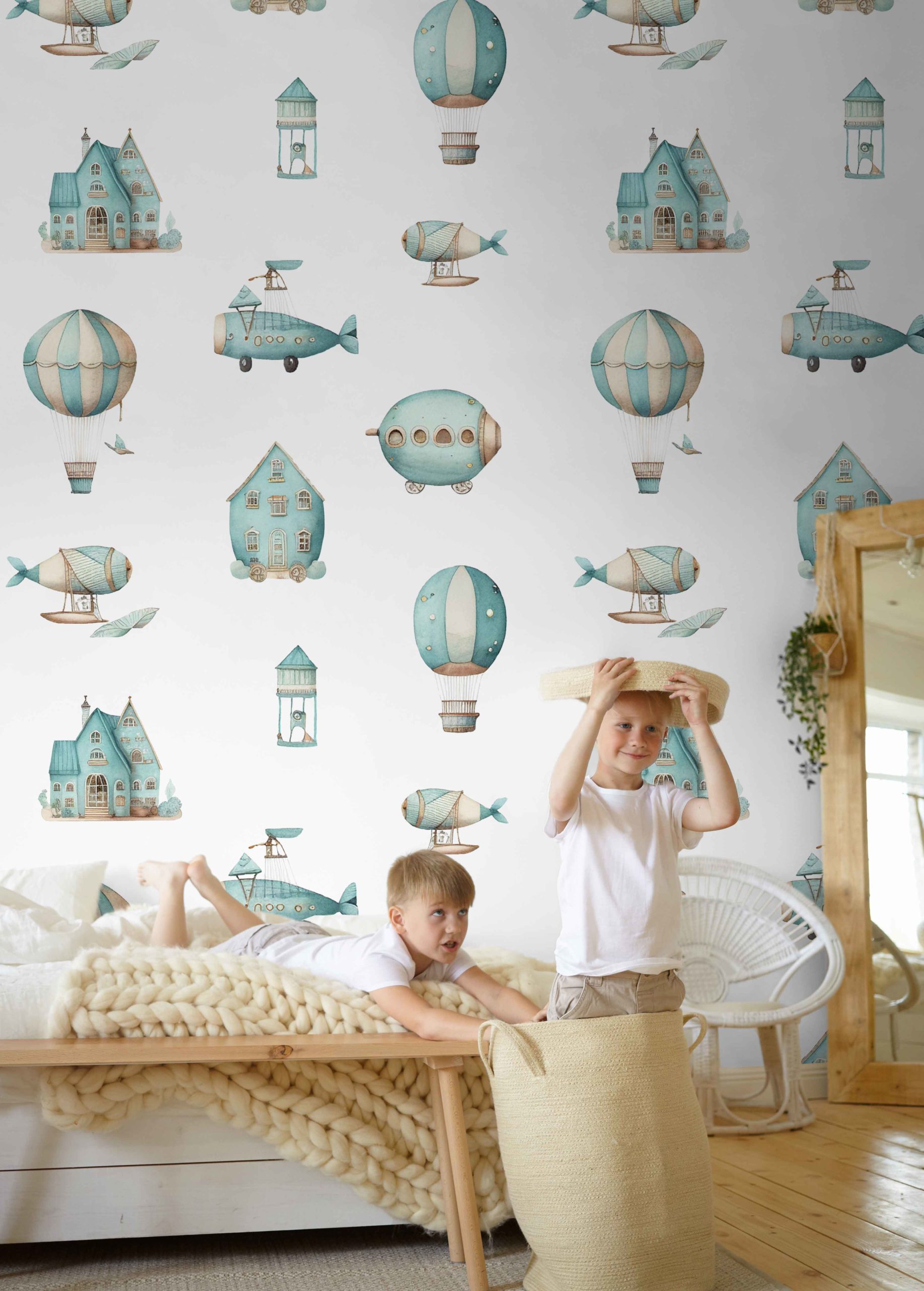 Playful Kids Sky Explorers Wallpaper