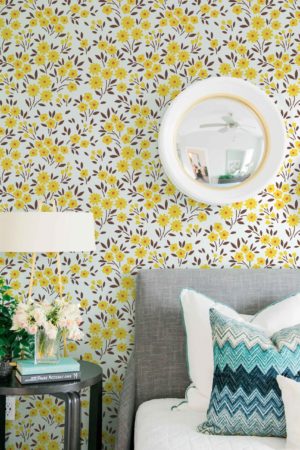 Nº374 : Wallpaper - Wildflowers bedroom yellow wallpaper