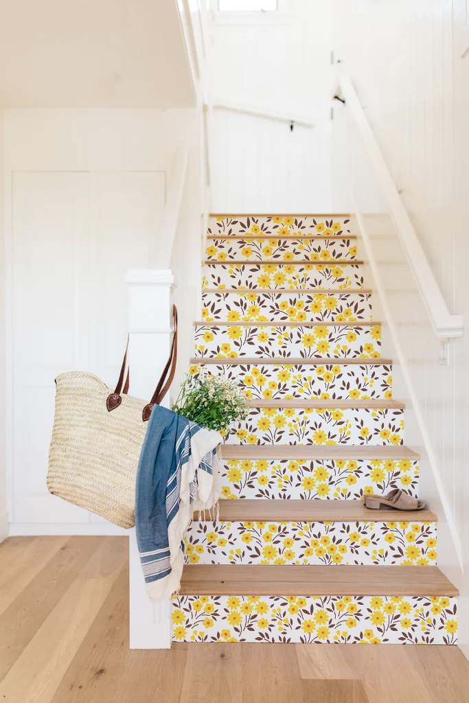 Nº374 : Wallpaper - Wildflowers staircase yellow wallpaper Nº374 : Wallpaper - Wildflowers staircase yellow wallpaper