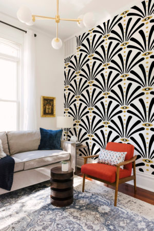 salon noir & blanc papier peint regard sur l'art déco luxe nouveau