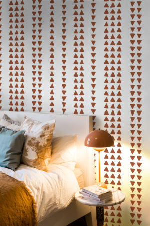 Terracotta Bedroom Geometric Wallpaper Triangles Boho Chic