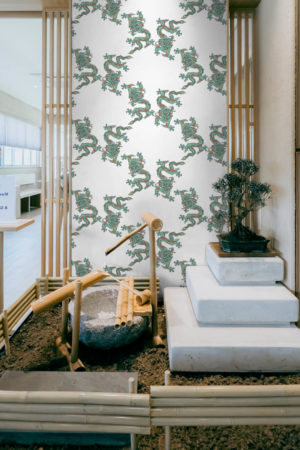 espace public papier peint vert dragon japonais intissΓ© tendance