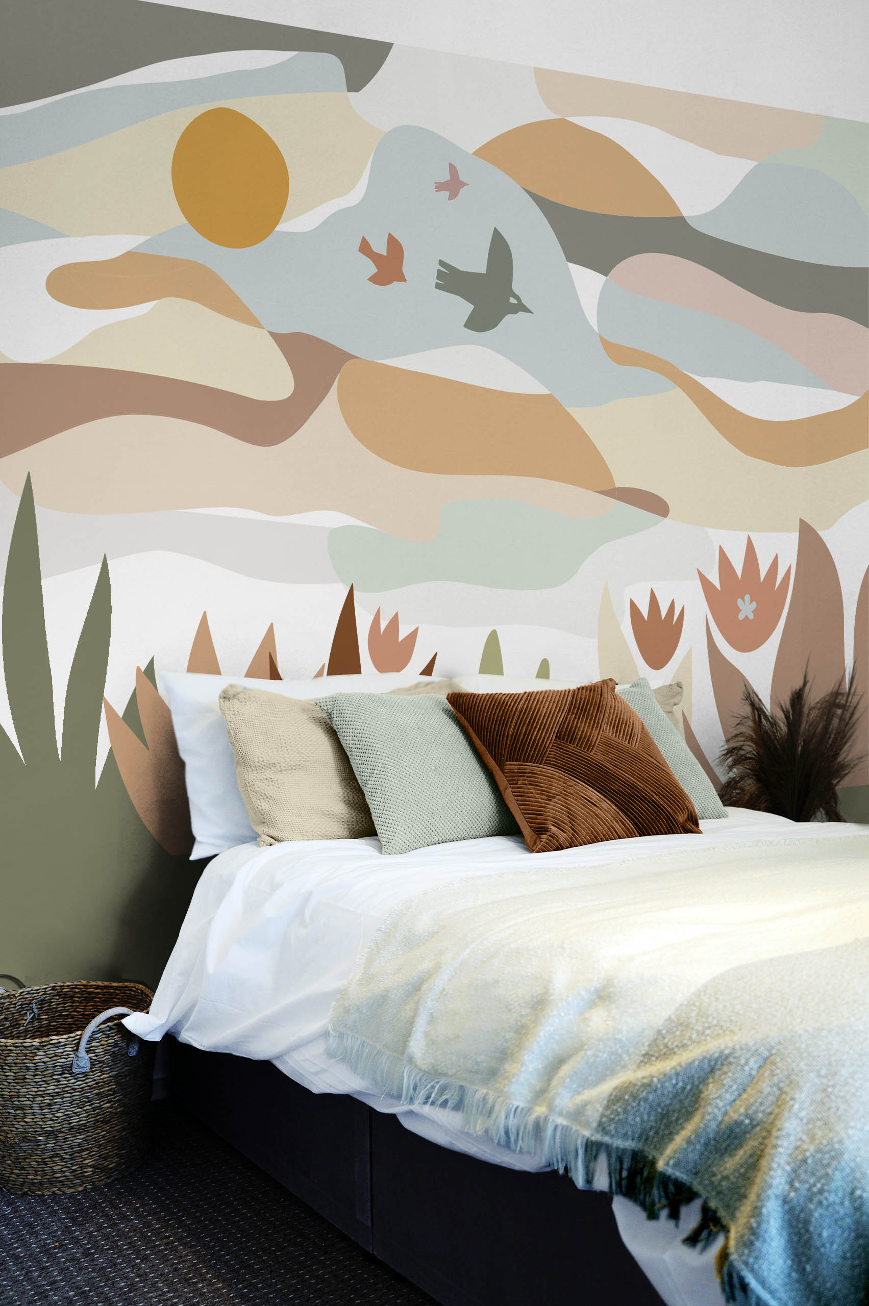 N378 Rooms Panoramic Wallpaper Abstract Landscape Colorful Nature Bedroom