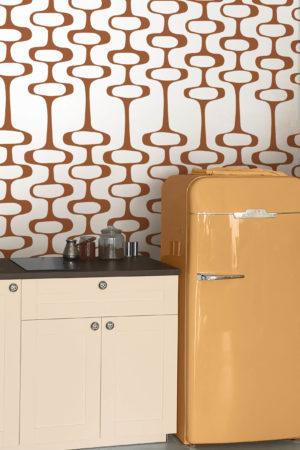 cuisine papier peint terracotta bulles vintage retro année 60
