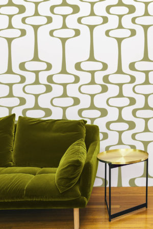 motif papier peint vert bulles vintage retro année 60