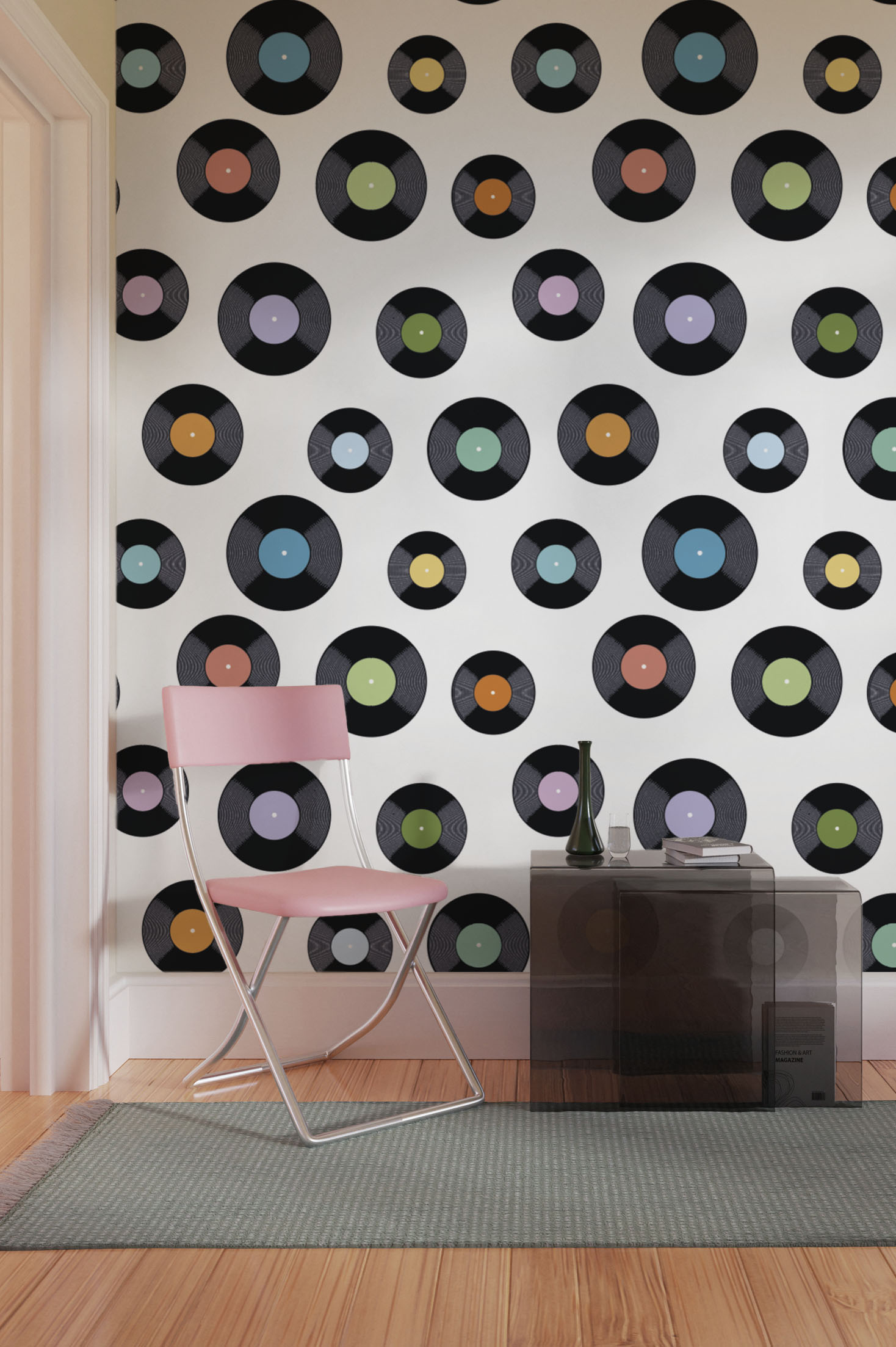 n381 salon black living room wallpaper black vinyl disco retro 80's