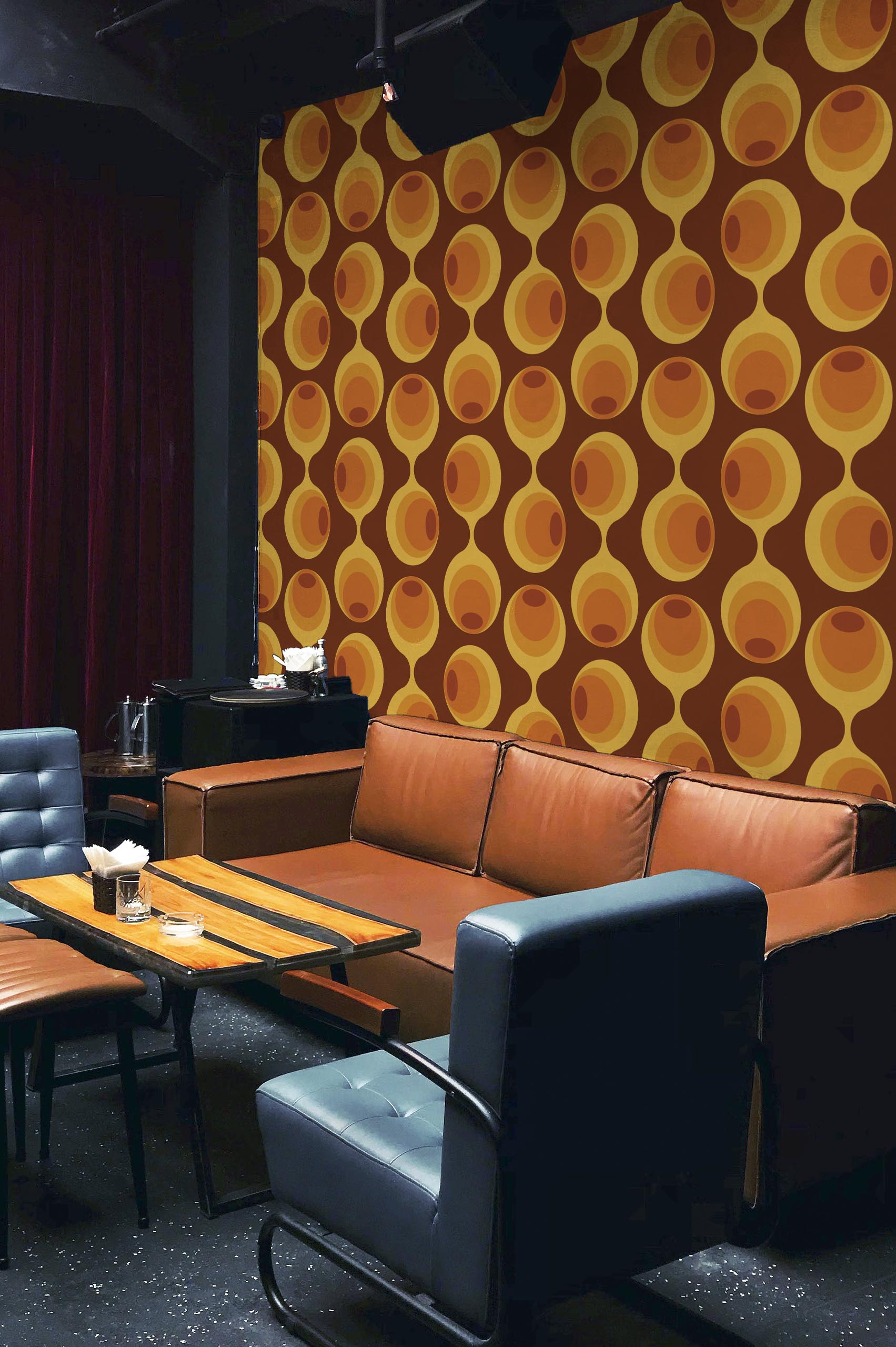 N382 Terracotta Living Room Living Room Vintage Terracotta Retro Fusion Wallpaper 70's 80's