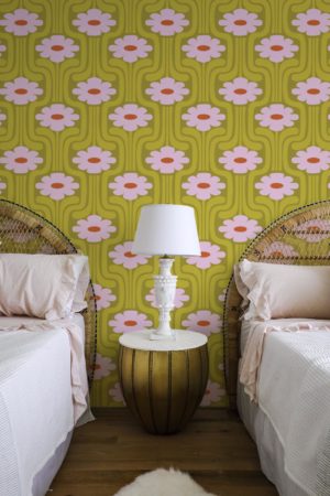 Vintage Flowers Spring Green Wallpaper