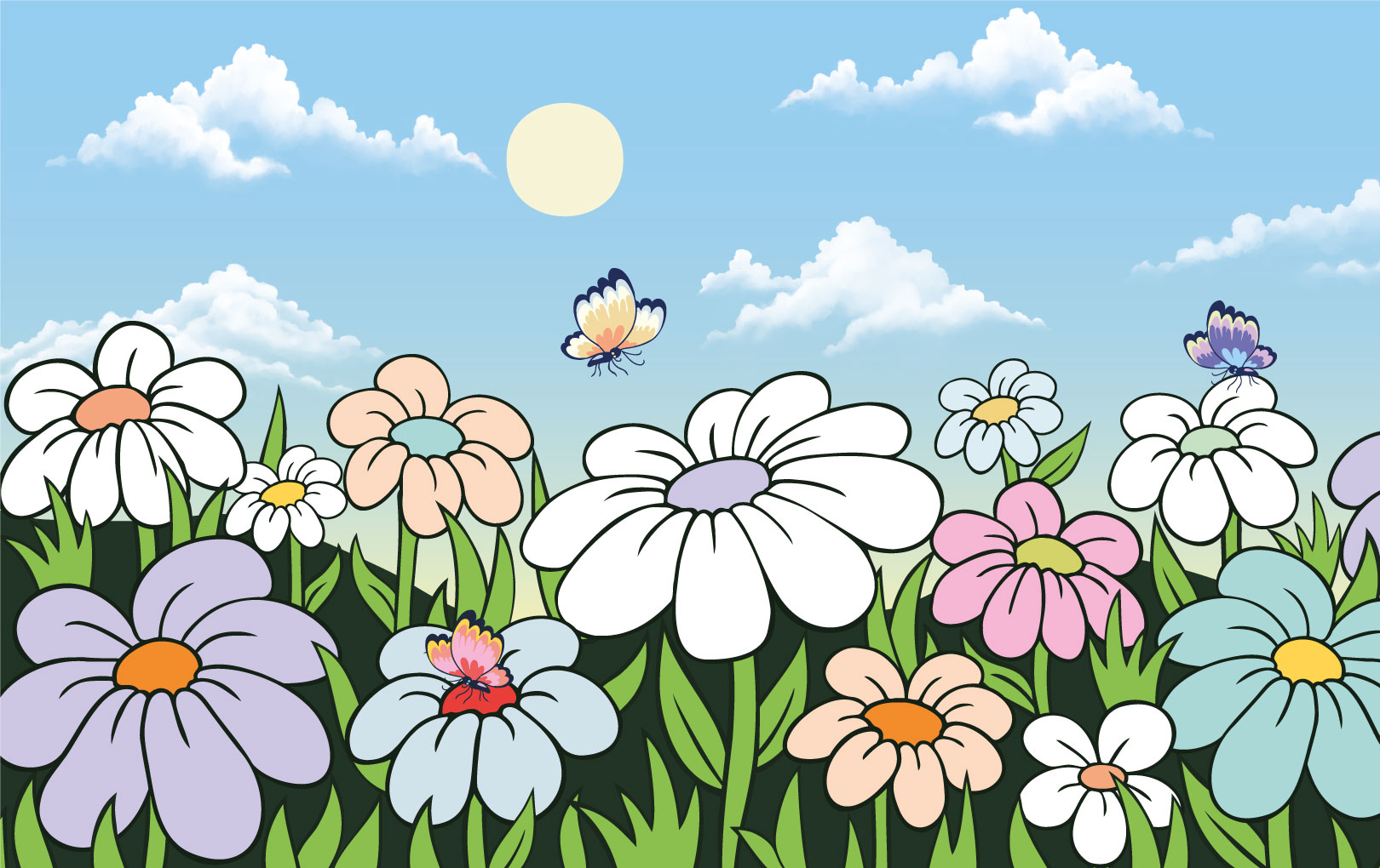 multicolored pattern modern panoramic floral wallpaper paradise landscape