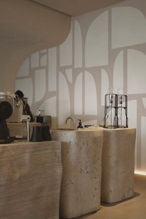 Beige Public Space Wallpaper Abstract Panoramic Windows