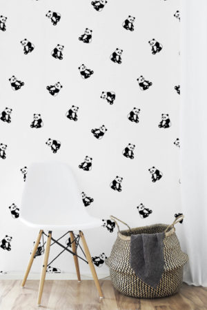 Black & White Bedroom Trendy Animal Panda Wallpaper