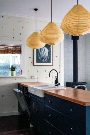 cuisine multicolore papier peint mid century geometric ligne vintage