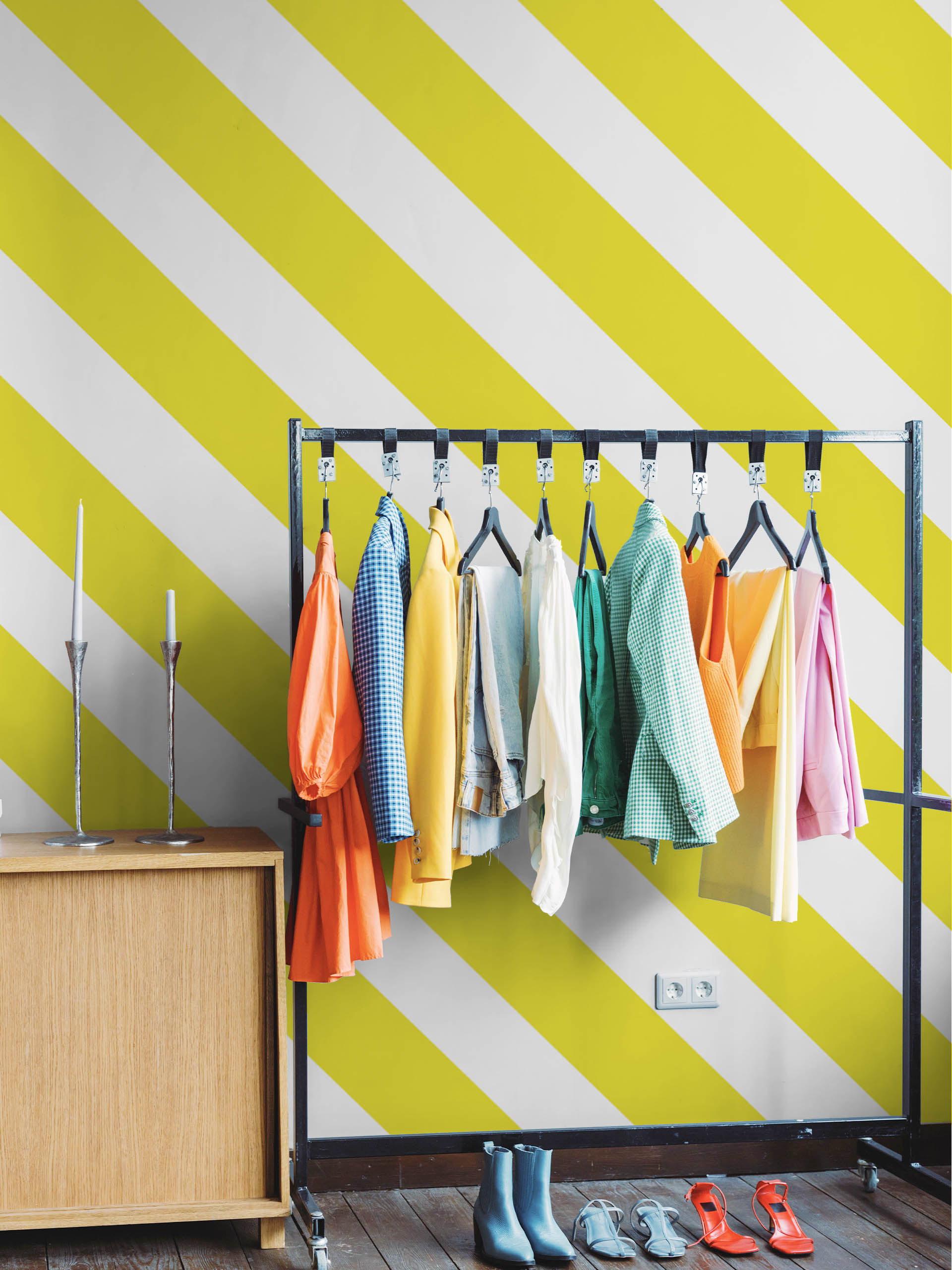 N397 Yellow Public Spaces Wallpaper Pop Stripes Public Spaces Yellow Wallpaper Pop Stripes Geometric Summer