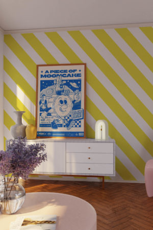 Living room yellow wallpaper summer geometric pop stripes