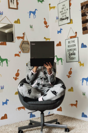 chambre enfant vert papier peint pawsitif chien animaux pop