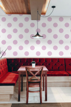 espace public rose papier peint pois cercle géométrique tendance