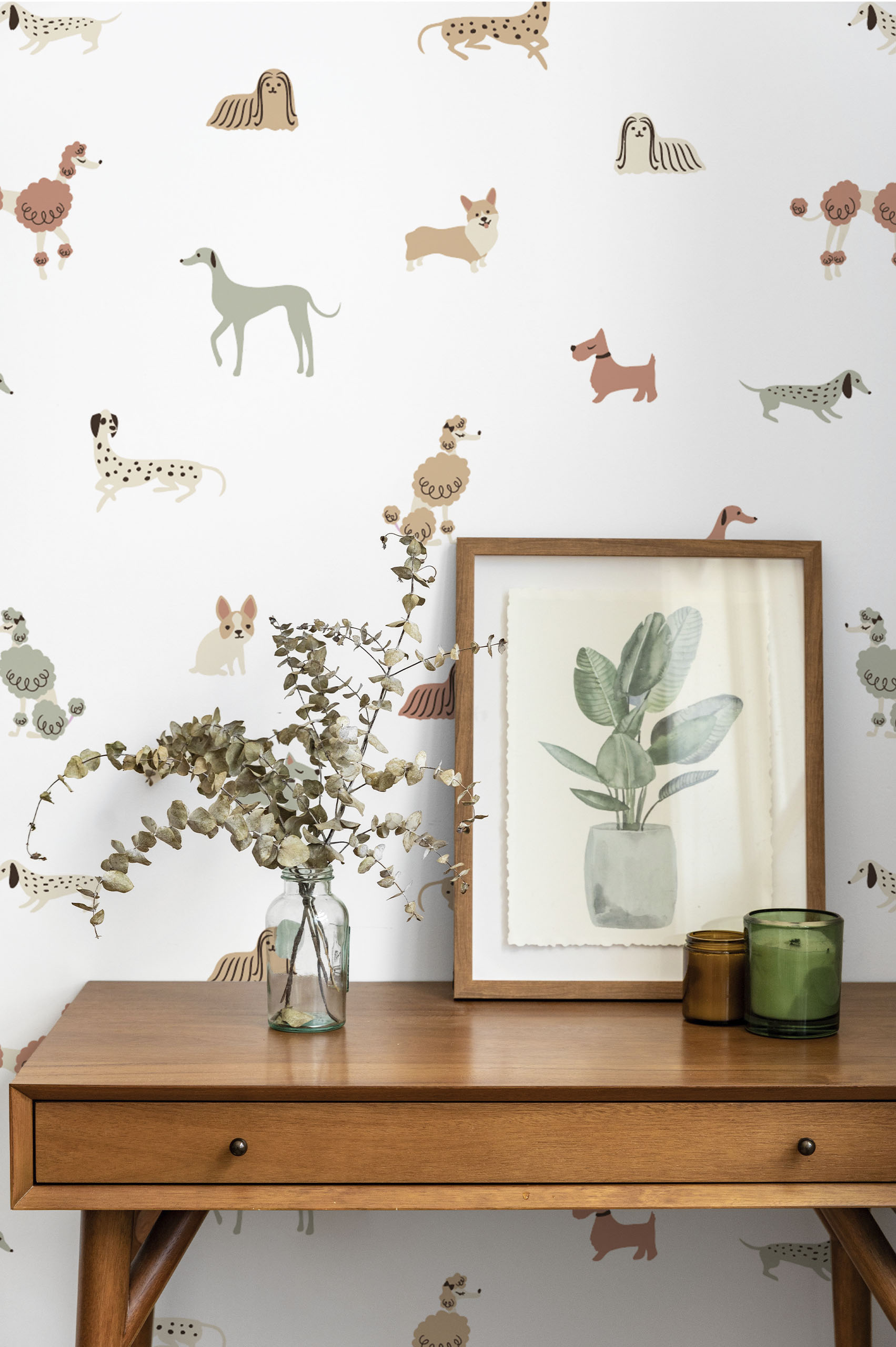papel pintado sala verde pawsitif perro animales pop