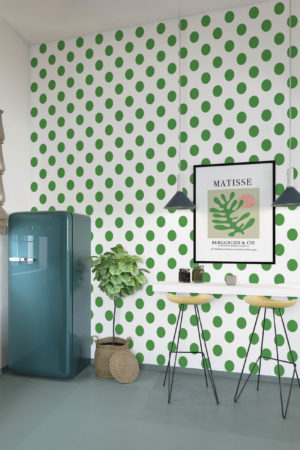 cuisine vert papier peint pois géométrique pop tendance