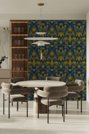 papier peint n414 Colibris Oiseaux vert et bleu salon