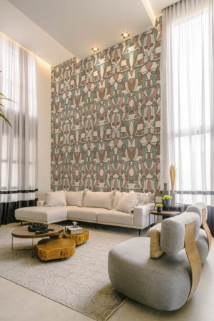 papier peint n414 Colibris Oiseaux beige salon 2