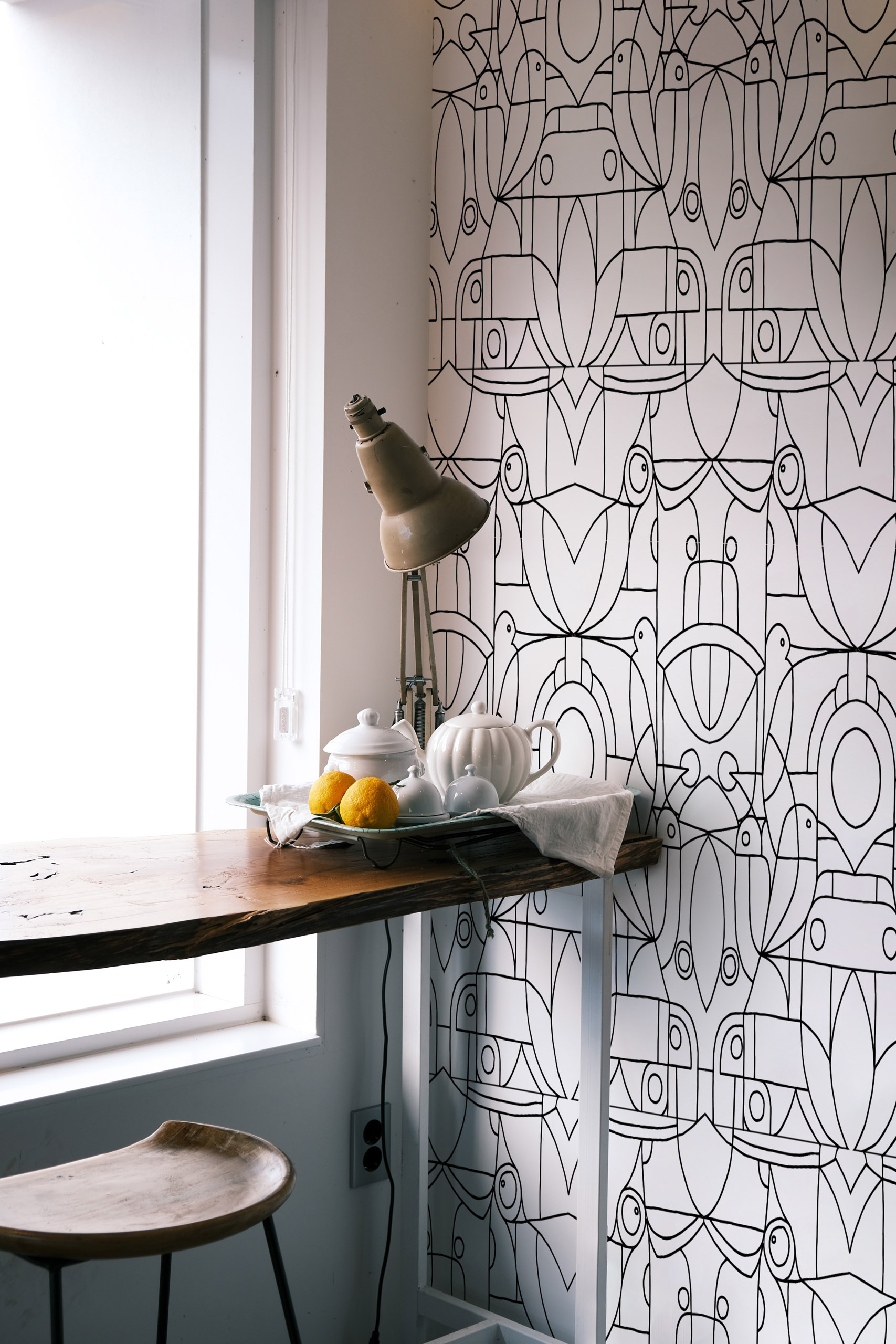 wallpaper n414 Hummingbirds Birds black and white kitchen