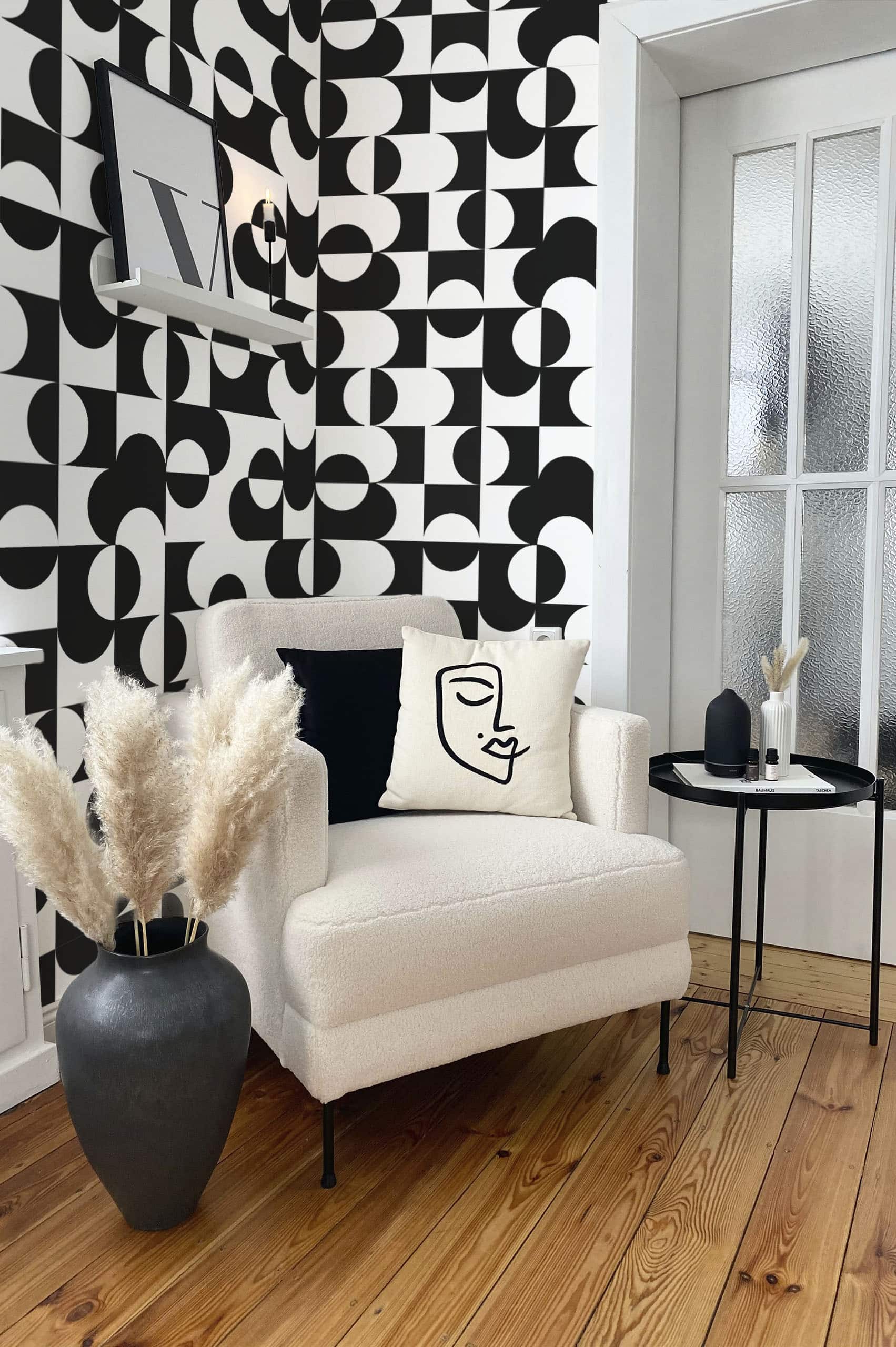 N402 Black Living Room Abstract Geometry Wallpaper Living Room Black & White Wallpaper Geometric Abstract Geometry Panoramic