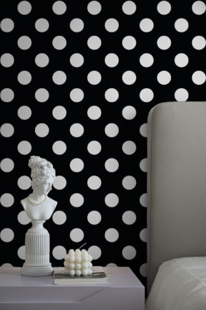 bedroom black wallpaper geometric pop polka dot craze
