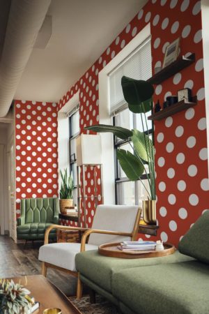 espaces publics rouge papier peint folie des pois géométrique pop