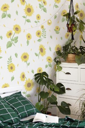 Public Space Purple Sunflower Floral Summer Wallpaper Trend