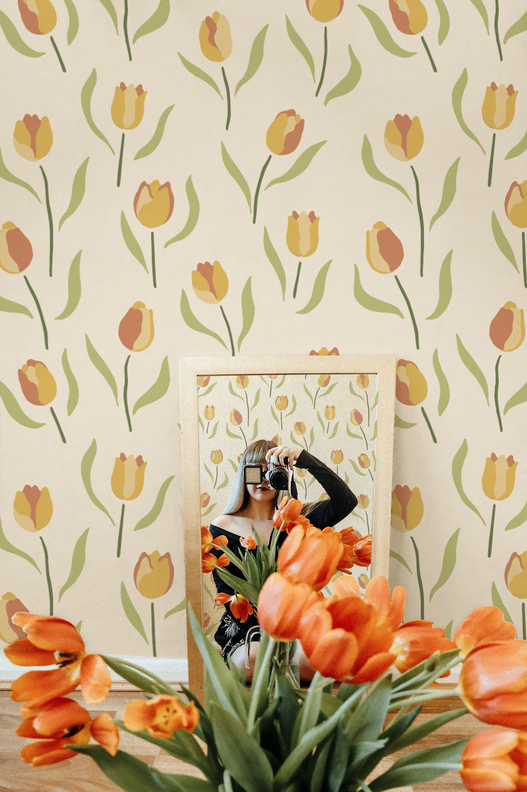 n407 papier peint tulipe orange chambre chambre orange papier peint floral tulipe tendance