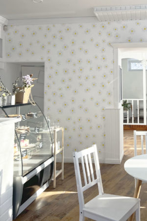 espace public jaune papier peint marguerite floral printemps tendance