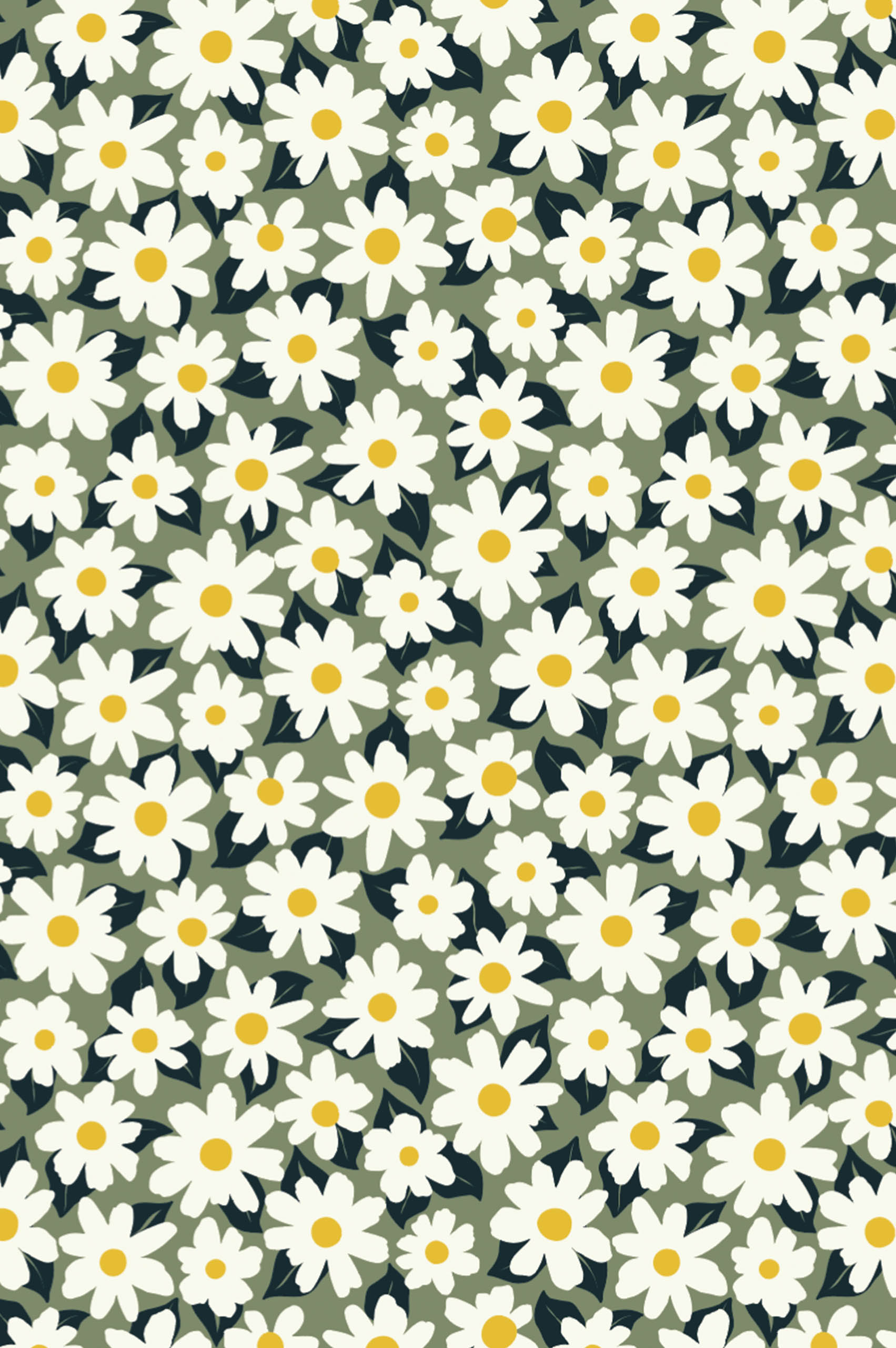 N409 Green Daisy Field Floral Wallpaper Pattern Green Pattern Floral Wallpaper Daisy Field Flower Spring