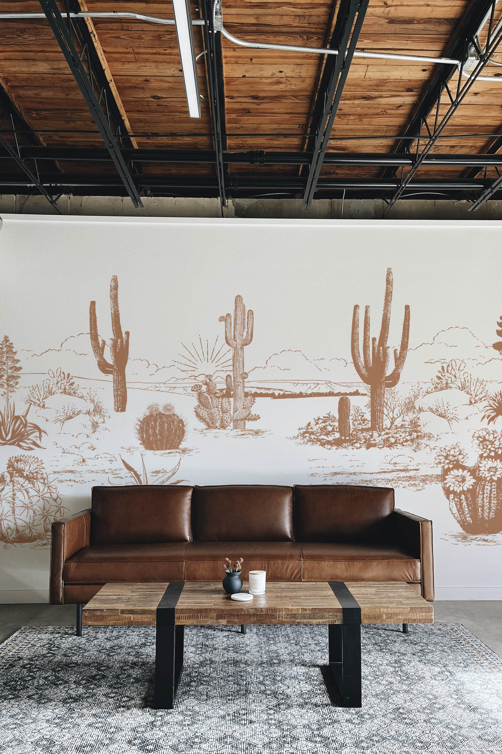 N411 Living Room Green Arizona Desert Plant Wallpaper Living room terracotta plant wallpaper Arizona desert