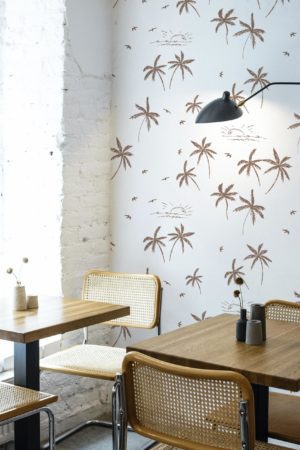 espace public terracotta papier peint ambiance tropicale végétale exotique