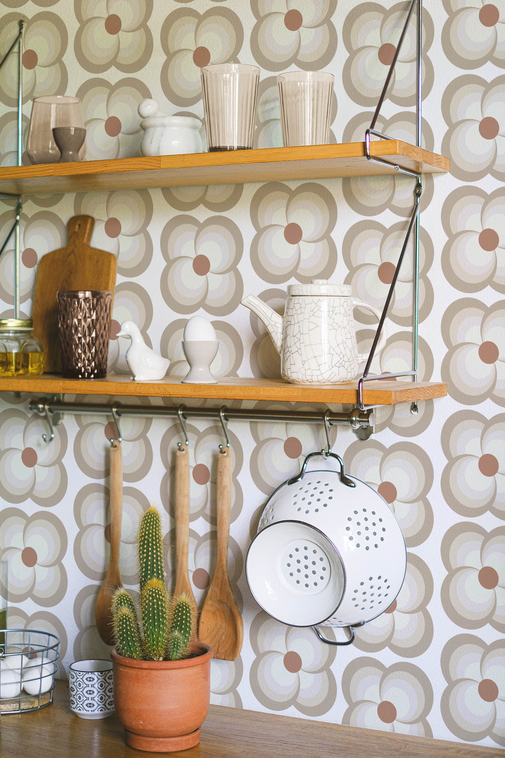 Floral Charm Wallpaper N416 Beige Flower Vintage Kitchen Floral Charm Wallpaper N416 Beige Flower Vintage Kitchen