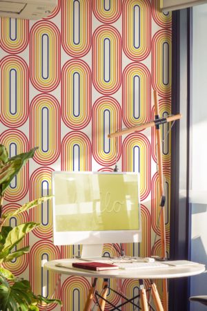 Retro Oval Wallpaper N417 Multicolor Retro Office