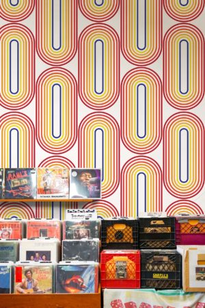 papel pintado oval retro n417 multicolor retro espacio público