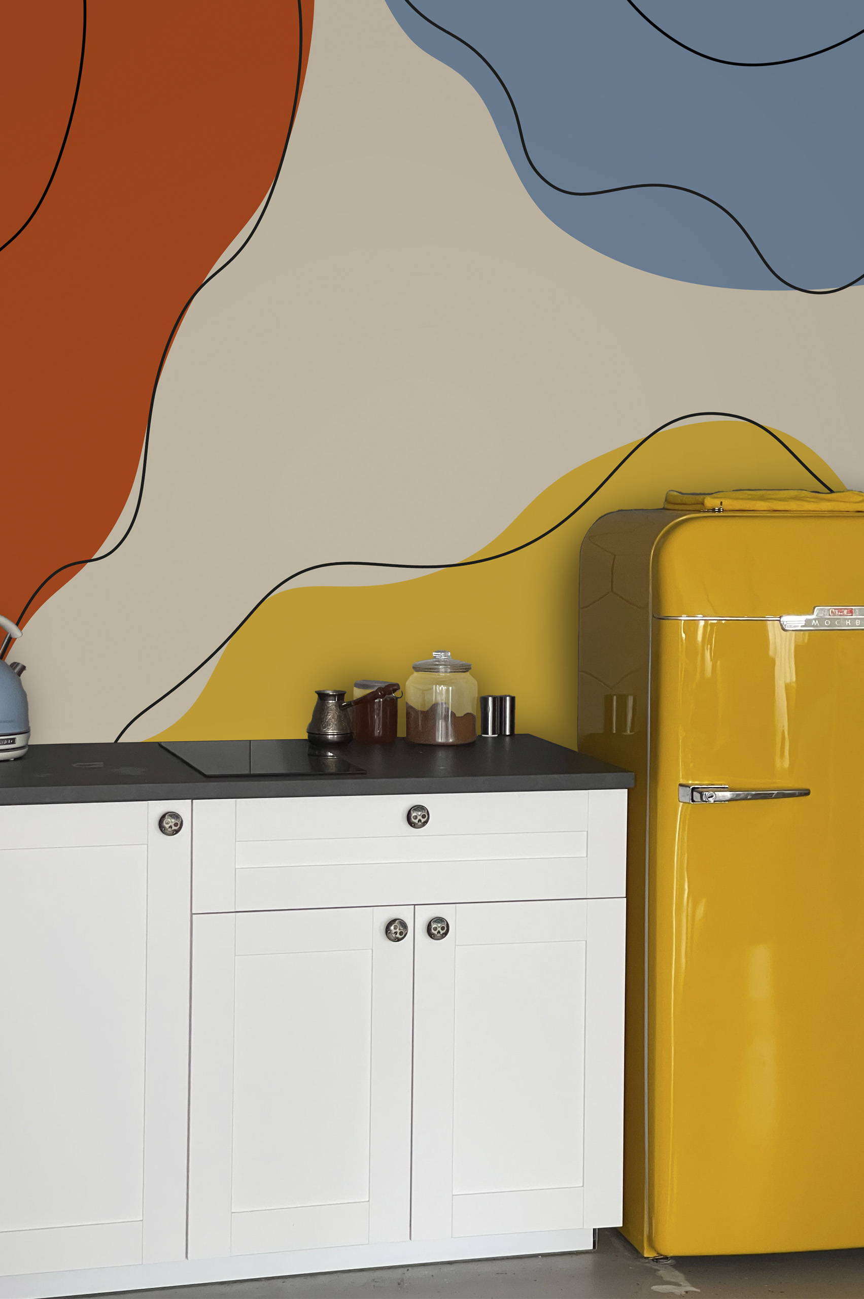 Papel pintado panorámico de formas suaves n425 cocina de moda