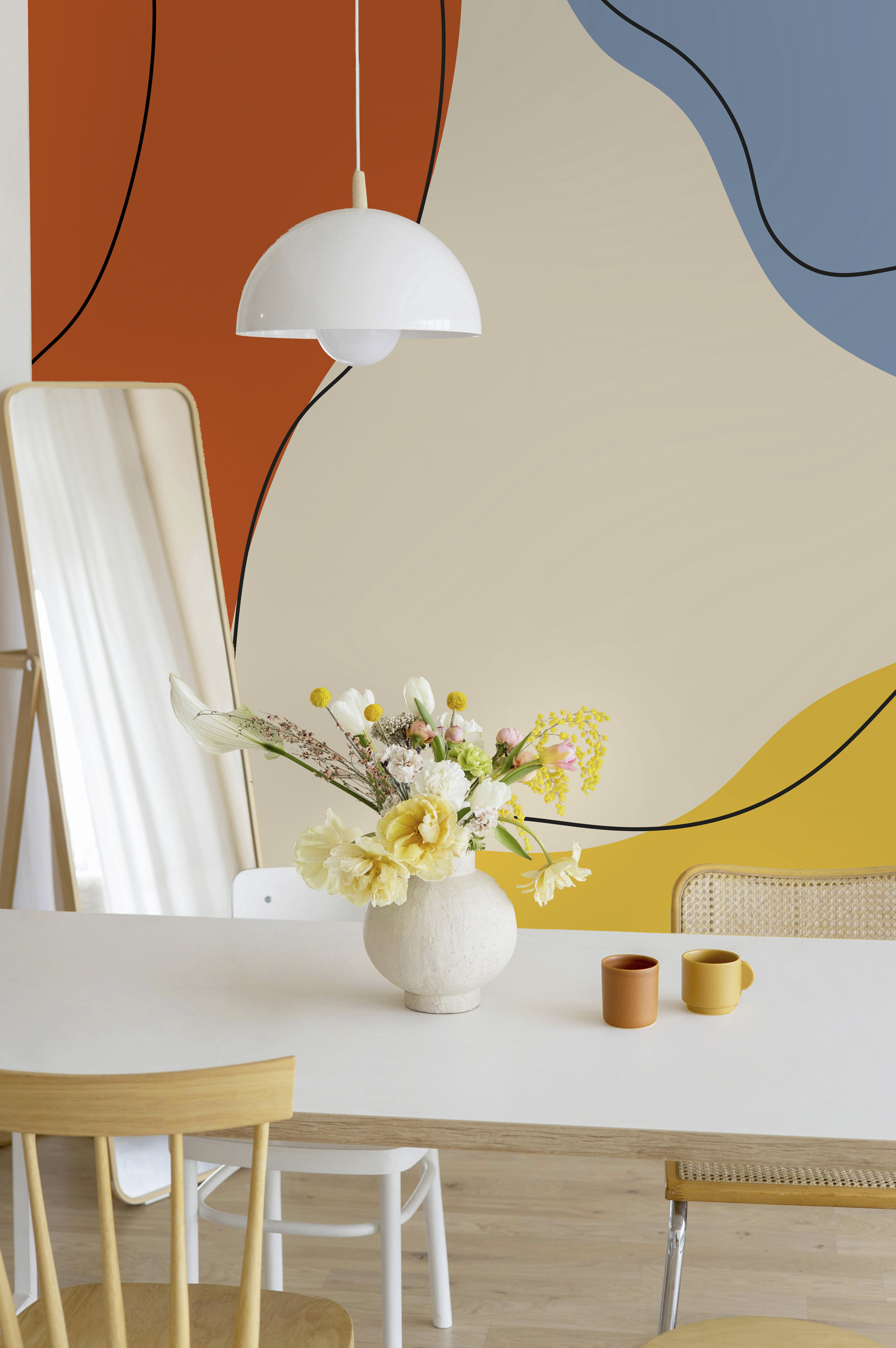 Papel pintado panorámico de formas suaves tendencia n425 salón